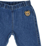 Moschino Kids Baby Girl's  White "Star Teddy" T-Shirt & Patched Denim Jeans Set