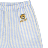Moschino Kids Baby Boy's White T-Shirt & Blue Striped Linen Trousers Set