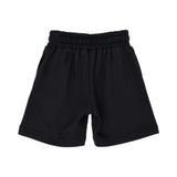 Back view of Moschino kids' black cotton shorts showing elasticated waistband detail.