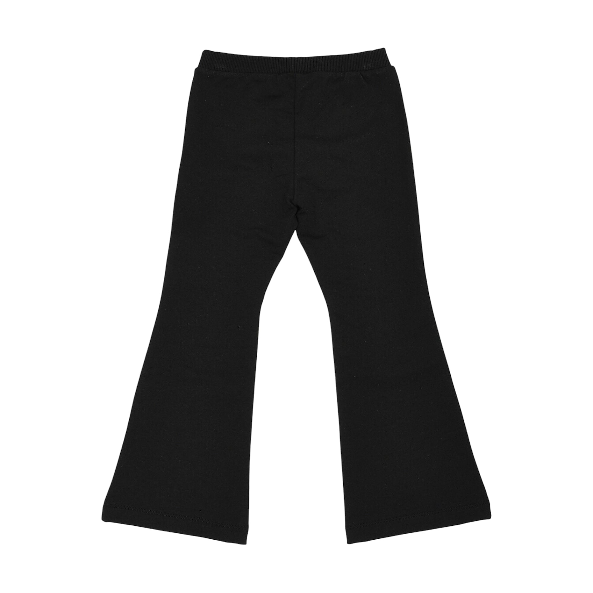 Black jogging suit pants with a ribbed waistband and flared legs.