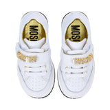 Moschino Kids Baby Girl's White & Gold Sneaker