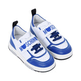 Moschino Kids Boy's White & Blue Sneaker
