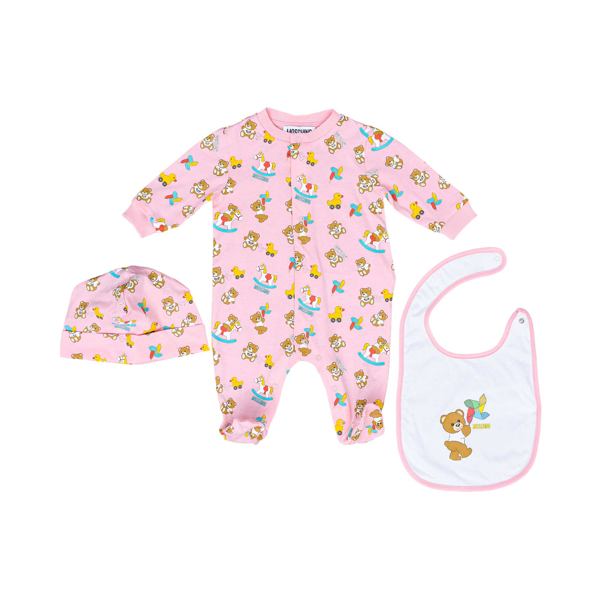 Moschino Kids New Born Sleepsuit Set | GCC | New Born | New Born Babysuits | New Born Boy (0M - 9M) | New Born Boy Babysuits | New Born Girl (0M - 9M) | New Born Girl Babysuits | New Born Girl Sleepwear | Set Sleepsuit & Bib & Hat | Spring Festival Moschino Kids New Born Sleepsuit Set | GCC | New Born | New Born Babysuits | New Born Boy (0M - 9M) | New Born Boy Babysuits | New Born Girl (0M - 9M) | New Born Girl Babysuits | New Born Girl Sleepwear | Set Sleepsuit & Bib & Hat | Spring Festival