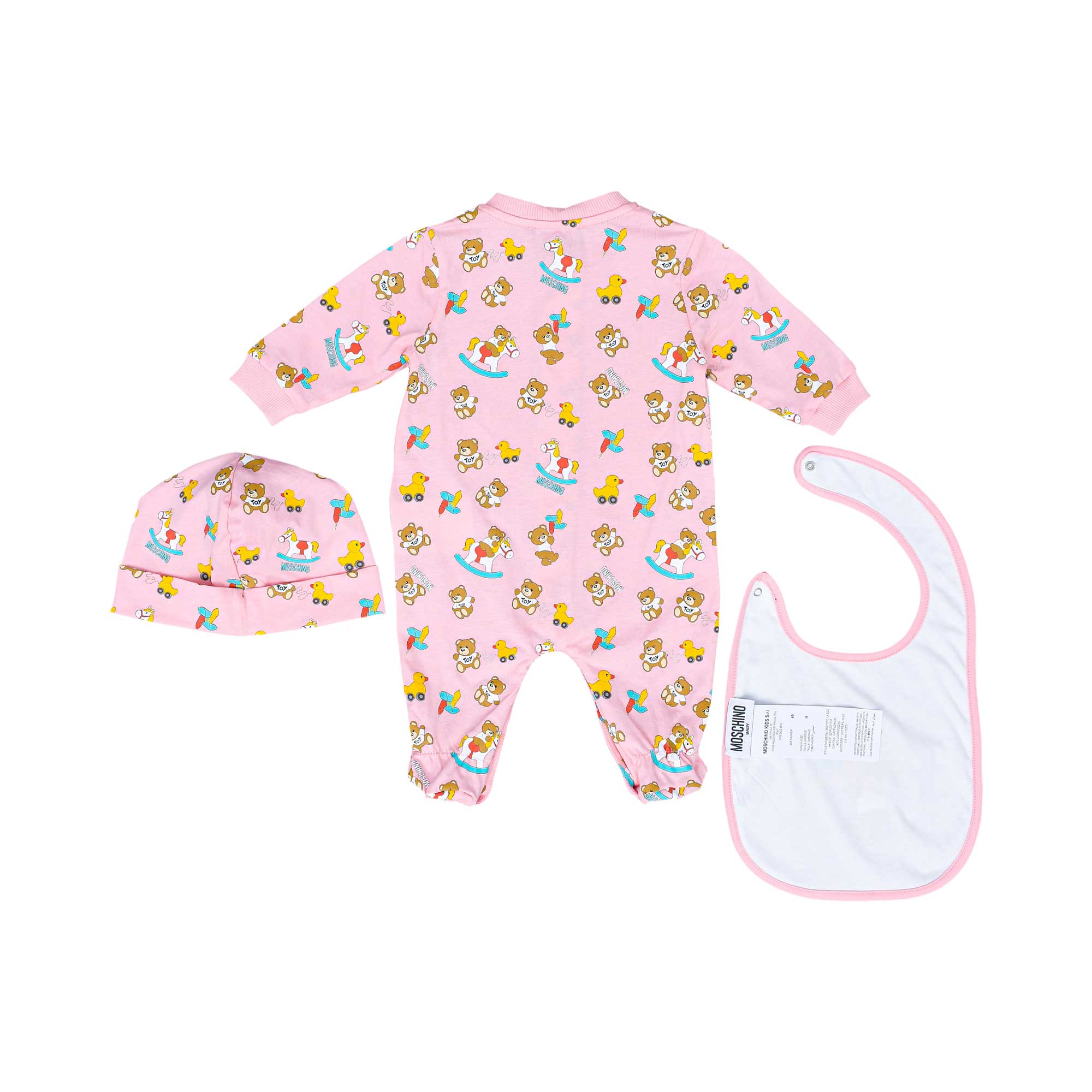 Moschino Kids New Born Sleepsuit Set | GCC | New Born | New Born Babysuits | New Born Boy (0M - 9M) | New Born Boy Babysuits | New Born Girl (0M - 9M) | New Born Girl Babysuits | New Born Girl Sleepwear | Set Sleepsuit & Bib & Hat | Spring Festival Moschino Kids New Born Sleepsuit Set | GCC | New Born | New Born Babysuits | New Born Boy (0M - 9M) | New Born Boy Babysuits | New Born Girl (0M - 9M) | New Born Girl Babysuits | New Born Girl Sleepwear | Set Sleepsuit & Bib & Hat | Spring Festival