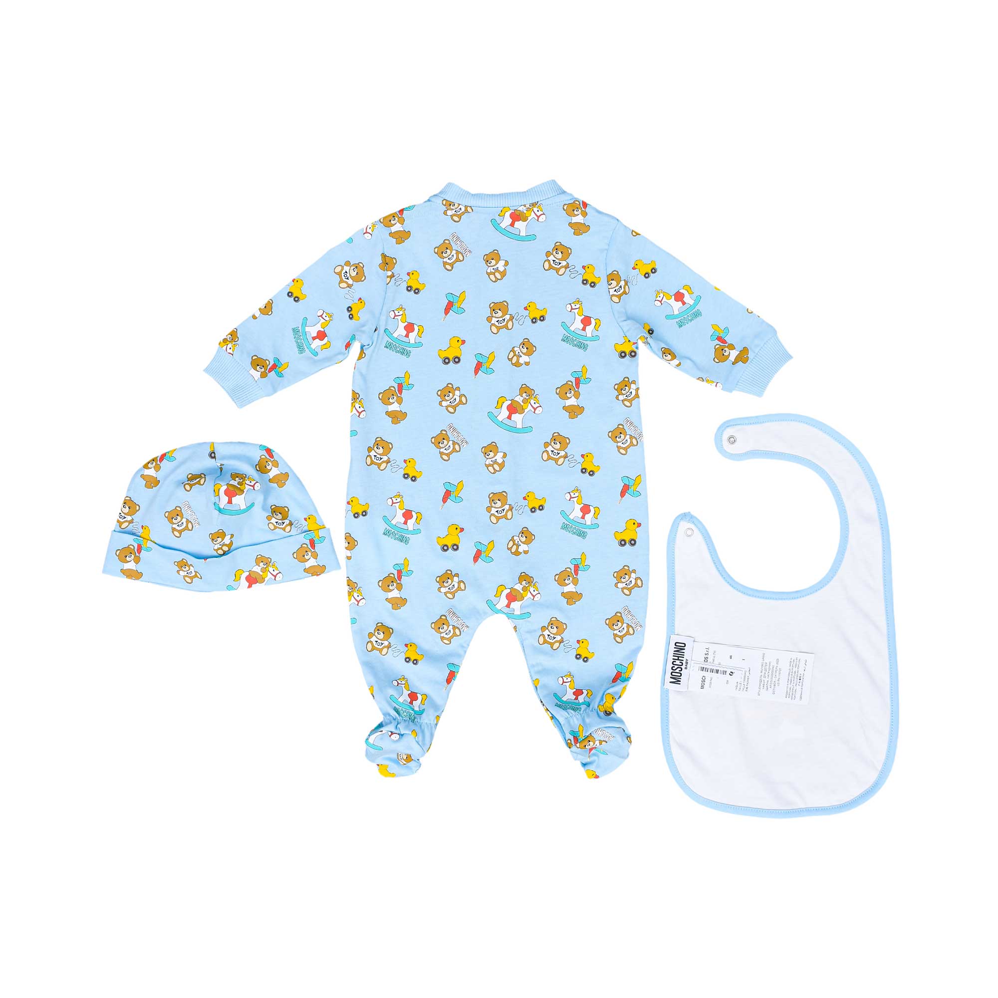 Moschino Kids New Born Sleepsuit Set | GCC | New Born | New Born Babysuits | New Born Boy (0M - 9M) | New Born Boy Babysuits | New Born Girl (0M - 9M) | New Born Girl Babysuits | New Born Girl Sleepwear | Set Sleepsuit & Bib & Hat | Spring Festival Moschino Kids New Born Sleepsuit Set | GCC | New Born | New Born Babysuits | New Born Boy (0M - 9M) | New Born Boy Babysuits | New Born Girl (0M - 9M) | New Born Girl Babysuits | New Born Girl Sleepwear | Set Sleepsuit & Bib & Hat | Spring Festival