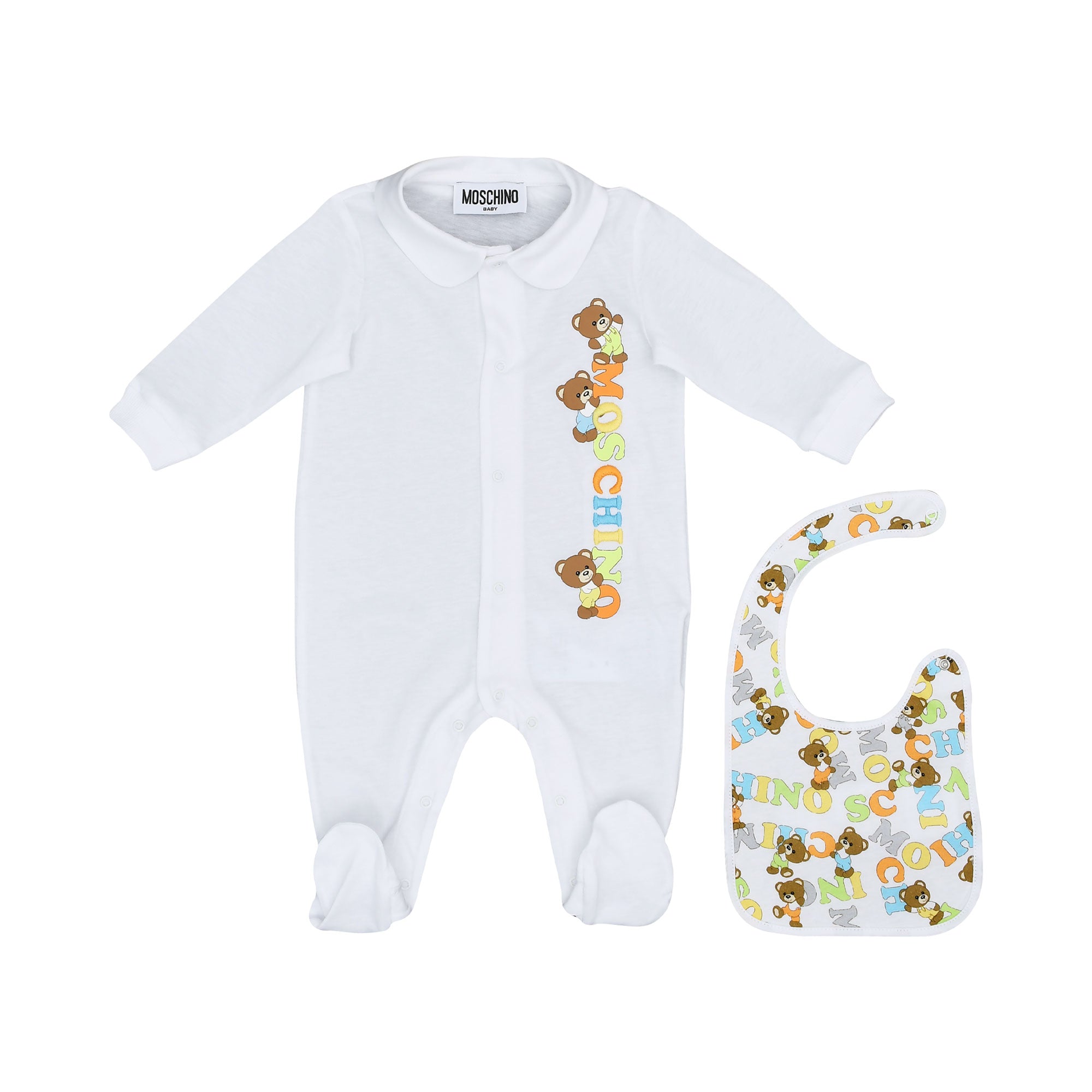 Moschino Kids New Born Boy's Optical White Set of Sleepsuit | GCC | New Born | New Born Babysuits | New Born Boy (0M - 9M) | New Born Boy Babysuits | new-season-2025 | Set Sleepsuit | Set Sleepsuit & Bib & Hat | Sleepsuit | Sleepsuit Set Moschino Kids New Born Boy's Optical White Set of Sleepsuit | GCC | New Born | New Born Babysuits | New Born Boy (0M - 9M) | New Born Boy Babysuits | new-season-2025 | Set Sleepsuit | Set Sleepsuit & Bib & Hat | Sleepsuit | Sleepsuit Set