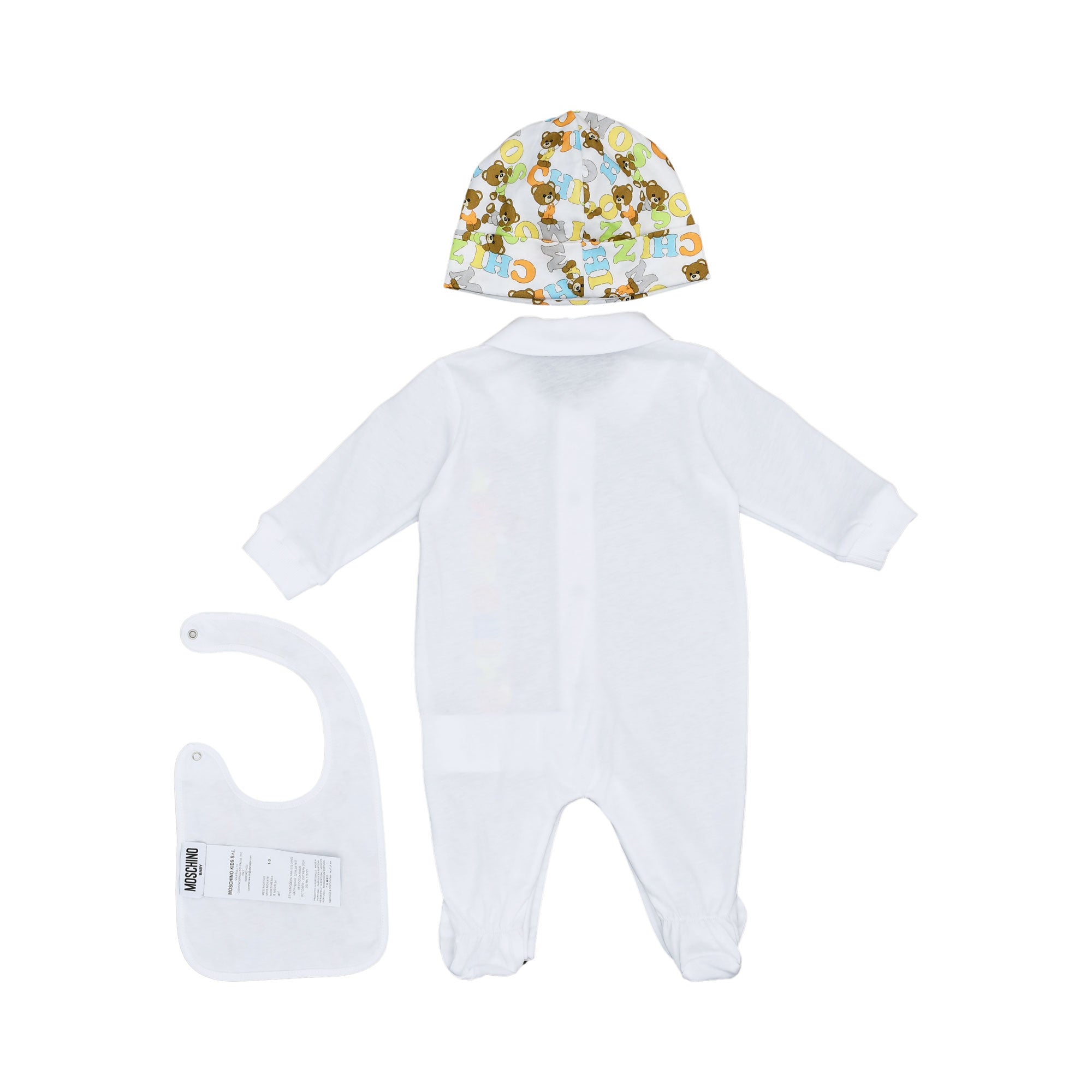 Moschino Kids New Born Boy's Optical White Set of Sleepsuit | GCC | New Born | New Born Babysuits | New Born Boy (0M - 9M) | New Born Boy Babysuits | new-season-2025 | Set Sleepsuit | Set Sleepsuit & Bib & Hat | Sleepsuit | Sleepsuit Set Moschino Kids New Born Boy's Optical White Set of Sleepsuit | GCC | New Born | New Born Babysuits | New Born Boy (0M - 9M) | New Born Boy Babysuits | new-season-2025 | Set Sleepsuit | Set Sleepsuit & Bib & Hat | Sleepsuit | Sleepsuit Set