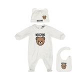 Moschino Kids New Born Set of Sleepsuit & Hat & Bib