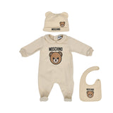 Moschino Kids New Born Set of Sleepsuit & Hat & Bib