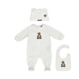 Moschino Kids New Born Cloud Set of Sleepsuit & Hat & Bib