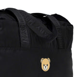 Moschino Kids Baby Black Nylon Changing Bag with Teddy Bear Logo