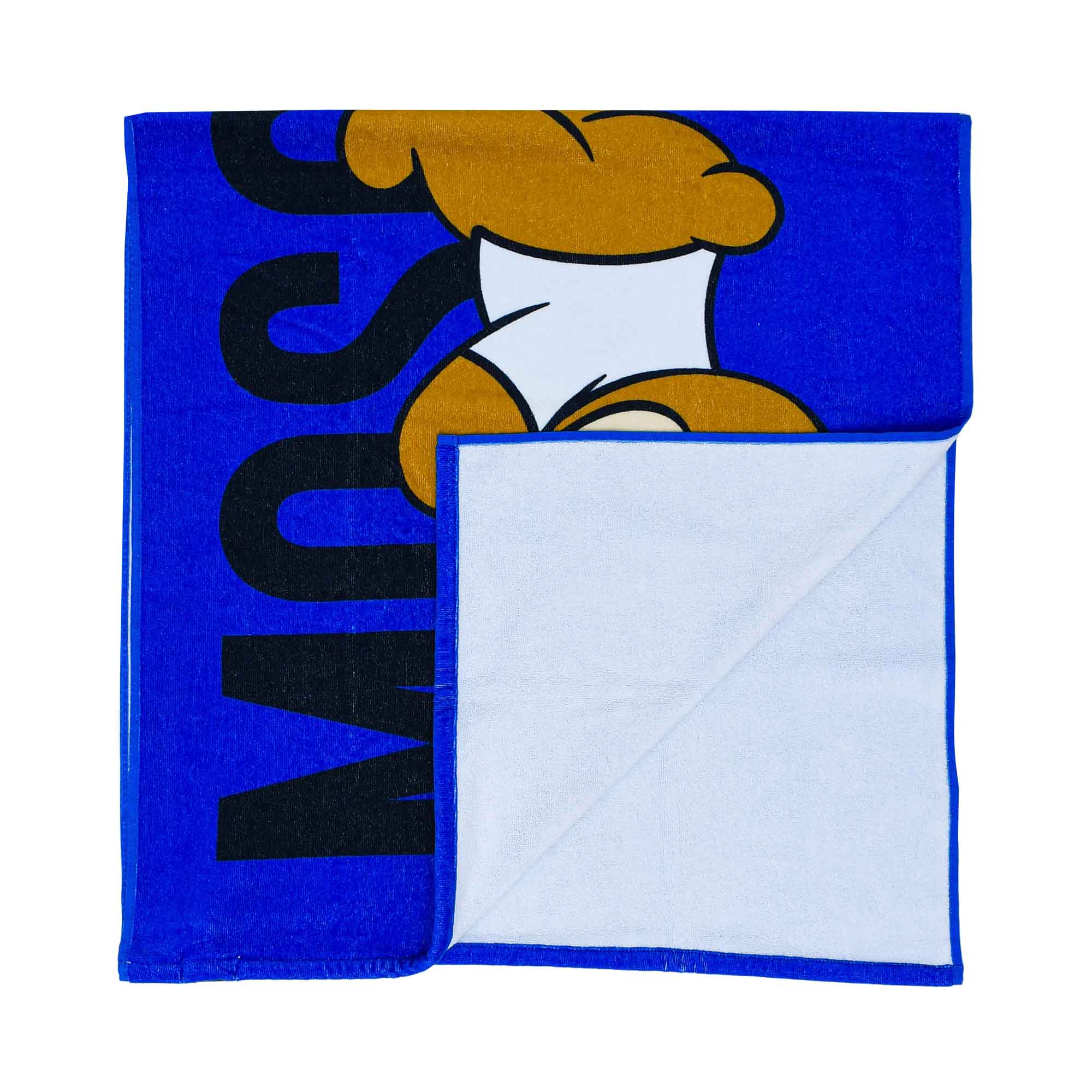 Moschino Kids Text Logo Print Towel – Blue Salon