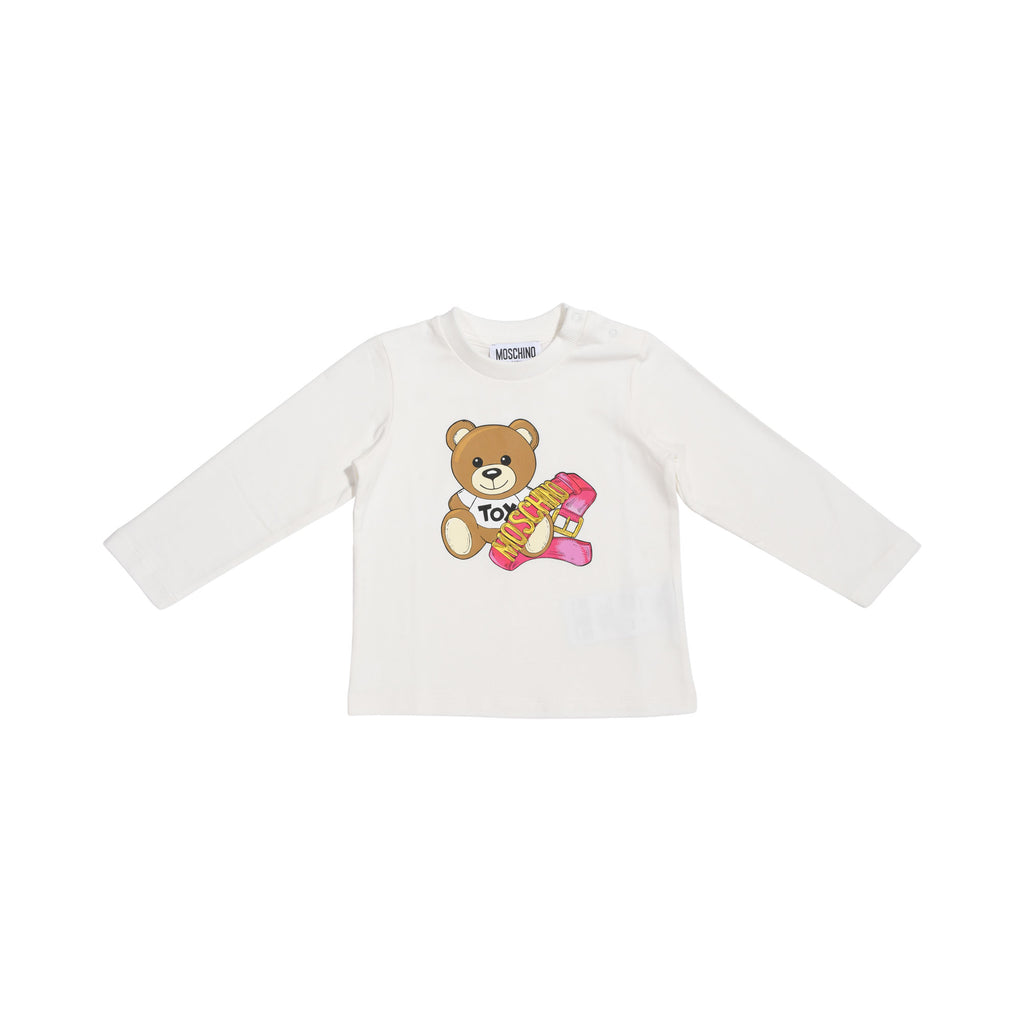 Moschino Girls Long Sleeve Bow T-Shirt in Ivory
