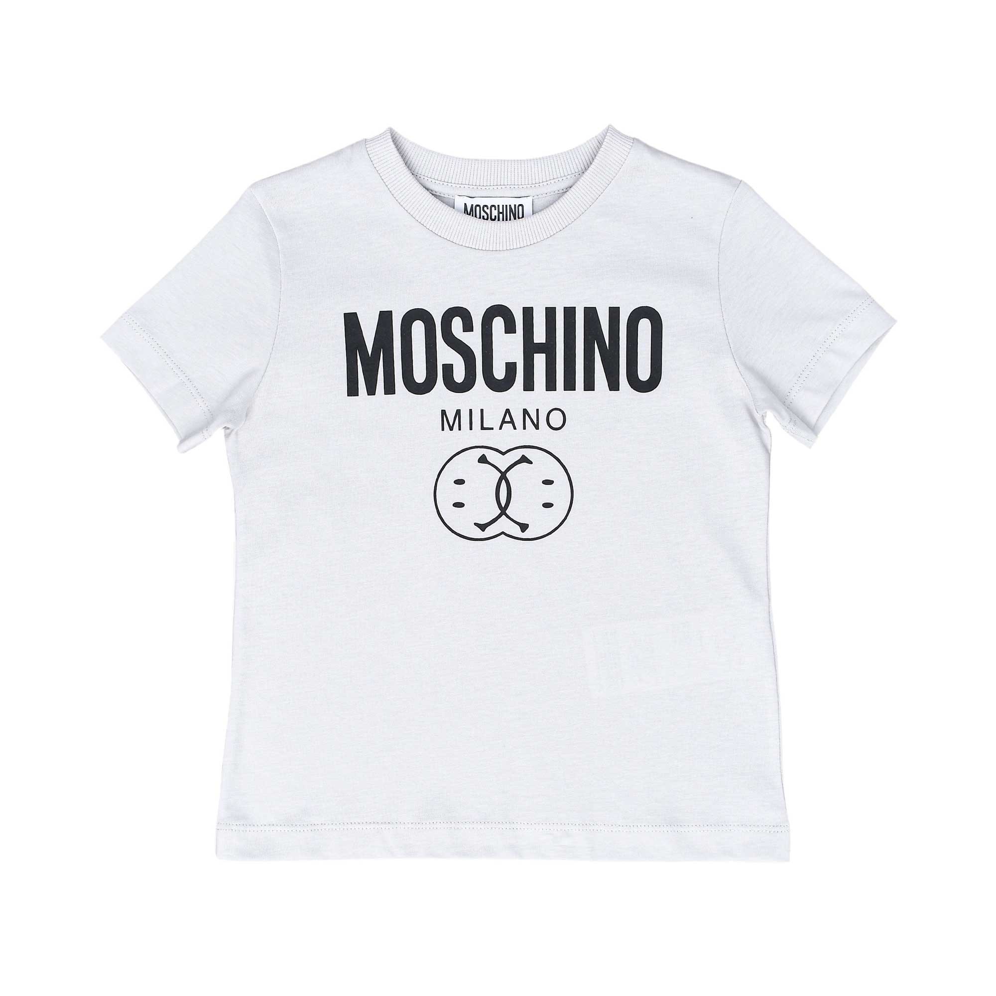 Moschino Kids Boy's Soft Grey with Logo T-shirt | GCC | Kids and Teens | Kids and Teens Boy Tops | Kids and Teens Tops | Kids Boys (3 YRS -16 YRS) | Kids Clothing | Kids Fashion | Kids Teen Collection | Tops