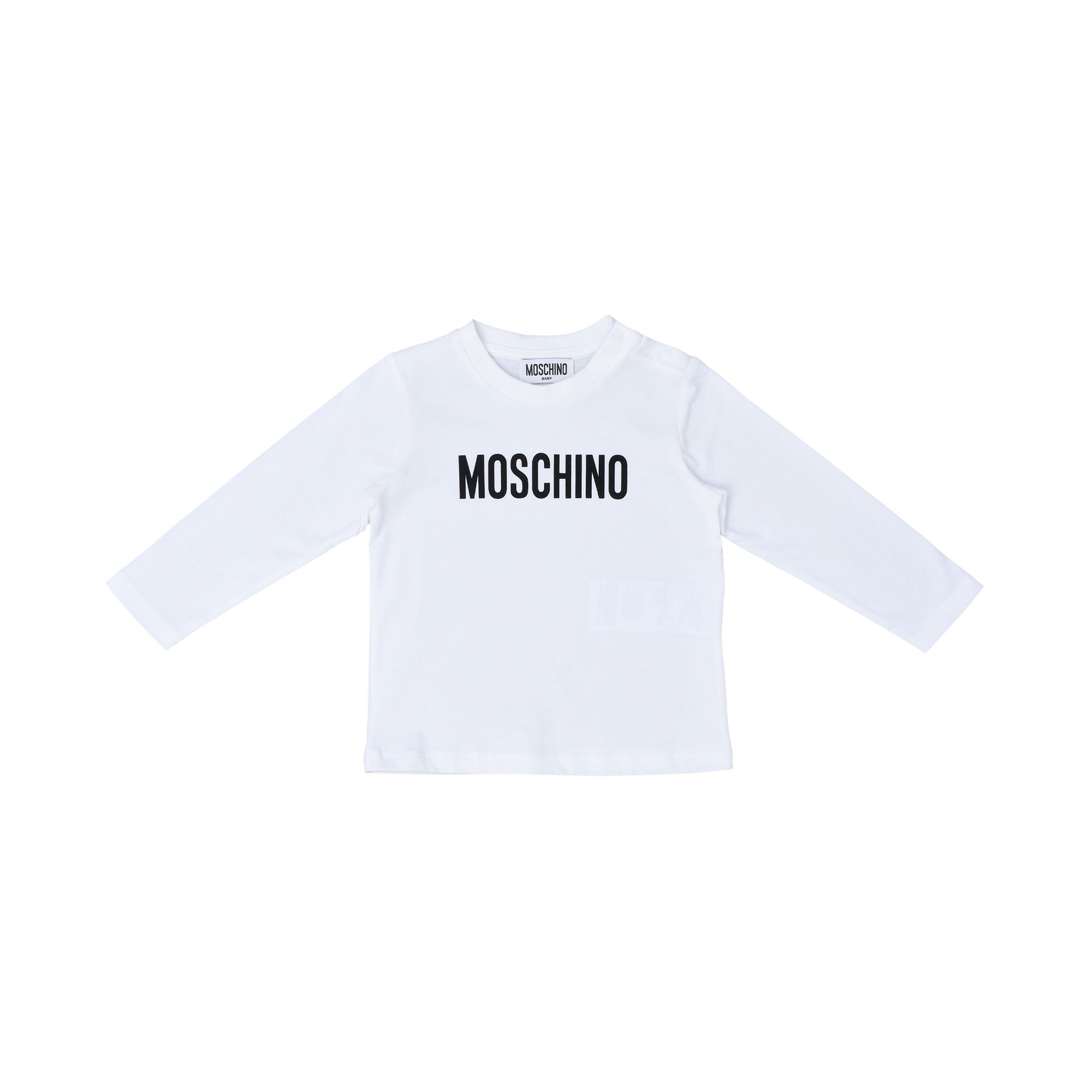 Moschino Kids Baby Boy's White Logo Long Sleeve Top | Baby | Baby Boy (9M - 36M) | Baby Boy Tops | Baby Collection | Baby Tops | FYFL | GCC | Spring Festival | Winter 2024 Moschino Kids Baby Boy's White Logo Long Sleeve Top | Baby | Baby Boy (9M - 36M) | Baby Boy Tops | Baby Collection | Baby Tops | FYFL | GCC | Spring Festival | Winter 2024