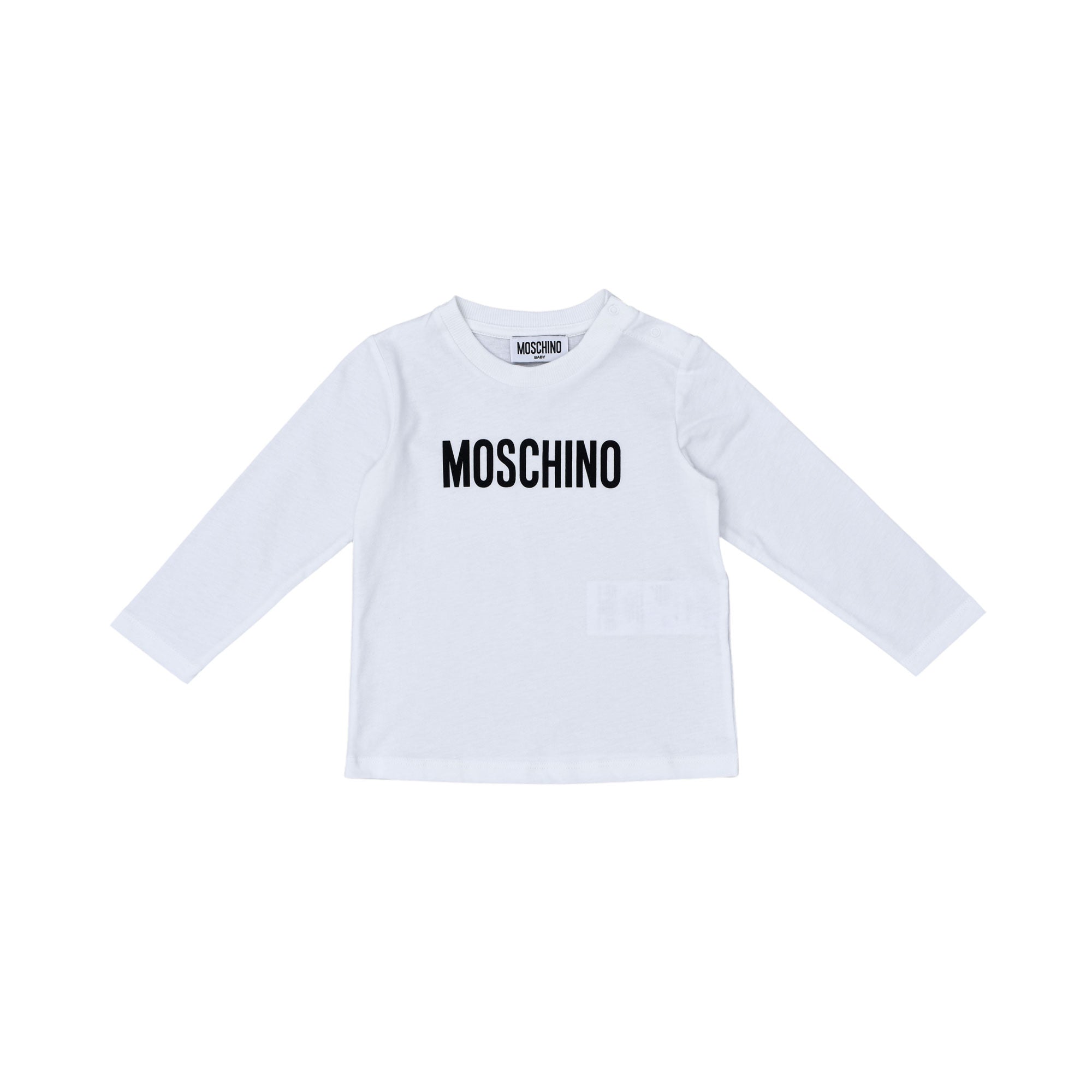 Moschino Kids Baby Boy's White Logo Long Sleeve Top | Baby | Baby Boy (9M - 36M) | Baby Boy Tops | Baby Collection | Baby Tops | FYFL | GCC | Spring Festival | Winter 2024 Moschino Kids Baby Boy's White Logo Long Sleeve Top | Baby | Baby Boy (9M - 36M) | Baby Boy Tops | Baby Collection | Baby Tops | FYFL | GCC | Spring Festival | Winter 2024