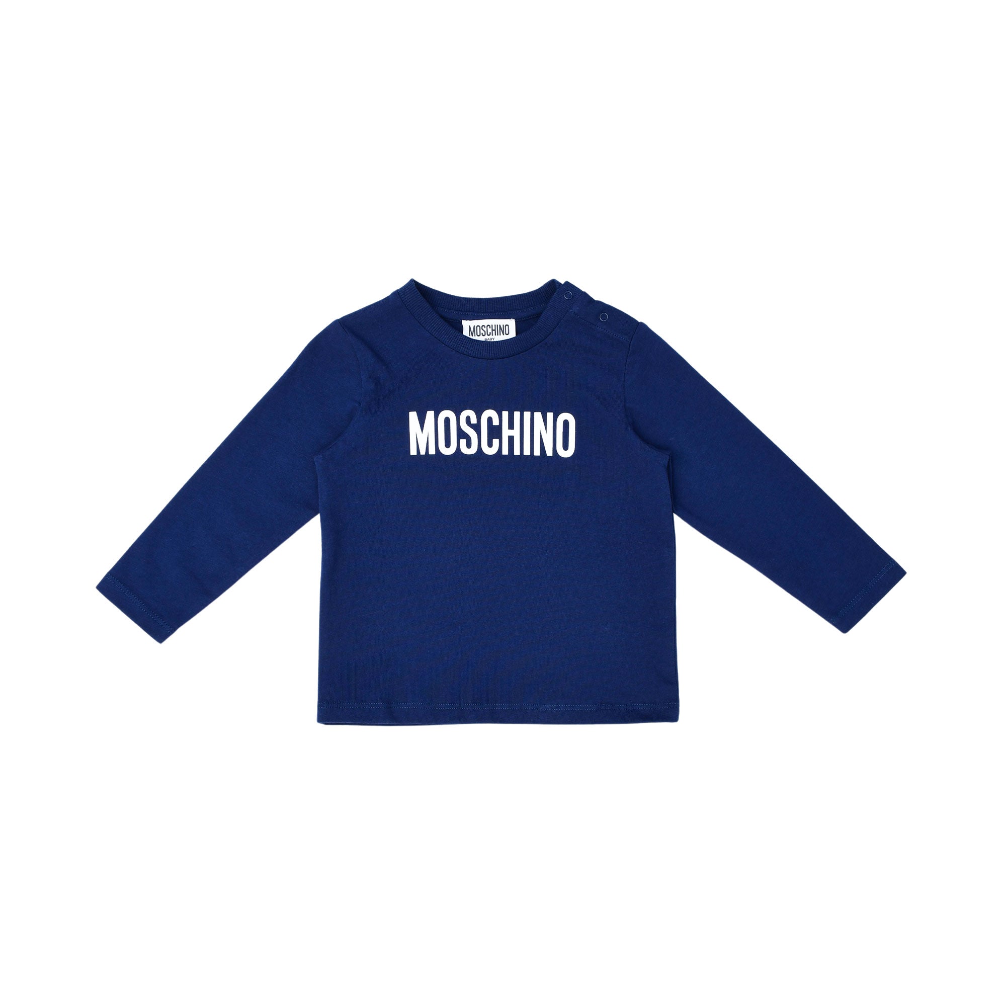Moschino Kids Baby Boy's White Logo Long Sleeve Top | Baby | Baby Boy (9M - 36M) | Baby Boy Tops | Baby Collection | Baby Tops | FYFL | GCC | Spring Festival | Winter 2024 Moschino Kids Baby Boy's White Logo Long Sleeve Top | Baby | Baby Boy (9M - 36M) | Baby Boy Tops | Baby Collection | Baby Tops | FYFL | GCC | Spring Festival | Winter 2024