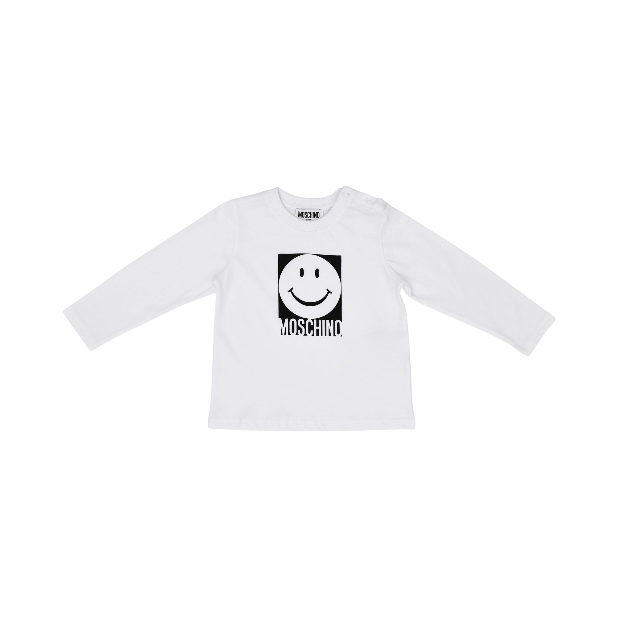 Moschino Kids Baby Boy's White Long Sleeve T-shirt | Baby | Baby Boy (9M - 36M) | Baby Boy Tops | Baby Collection | Baby Tops | MOS124 MUO014 | Top | Tops
