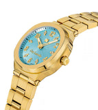 Guy Laroche Charlie Ladies Gold-Plated Watch with Gamma Blue Swirl Dial & Crystal Accents