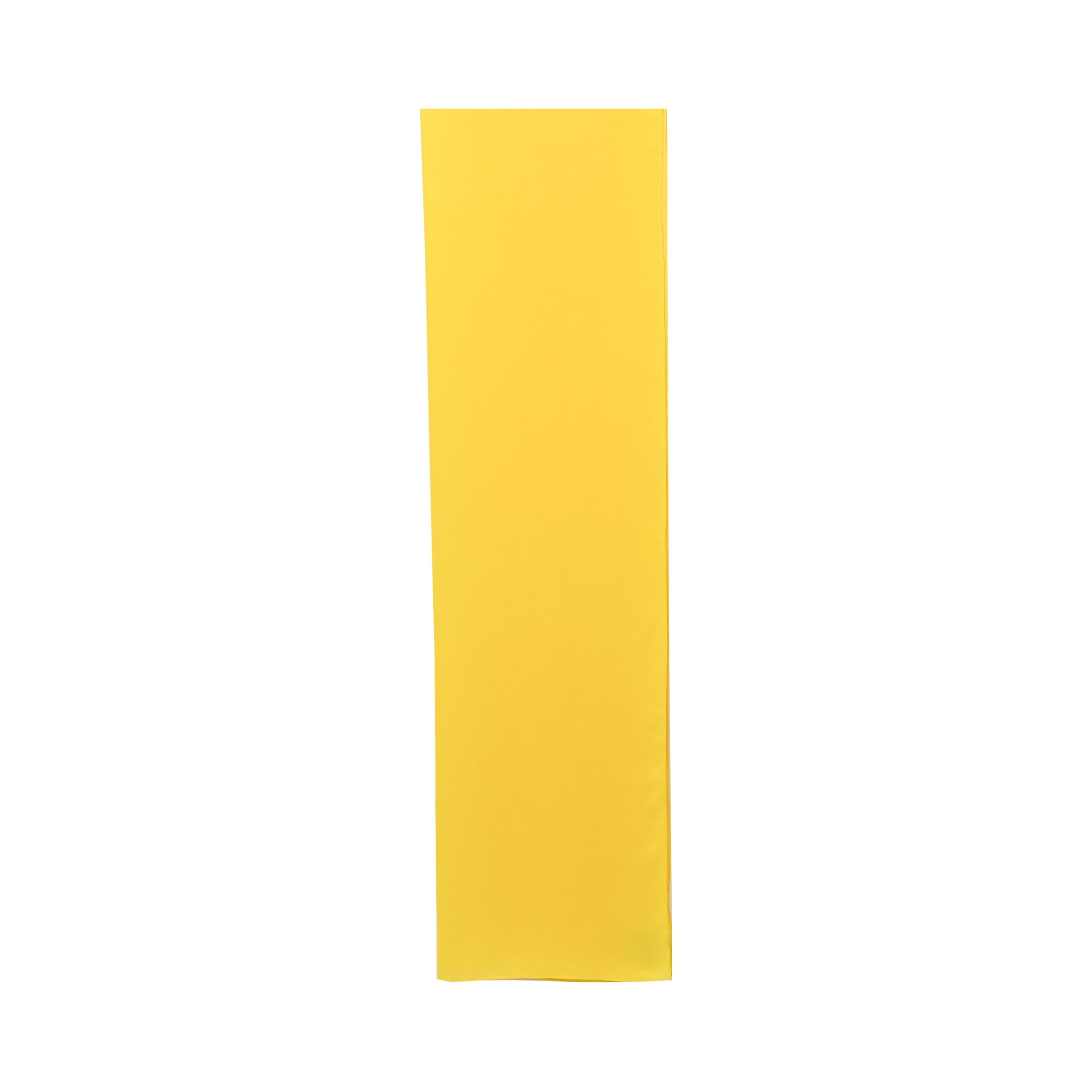 A long, narrow, rectangular strip of plain yellow fabric.
