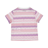 طقم تي شيرت وبنطلون ضيق للفتيات باللون الأبيض والوردي من Missoni Kids