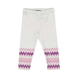 طقم تي شيرت وبنطلون ضيق للفتيات باللون الأبيض والوردي من Missoni Kids