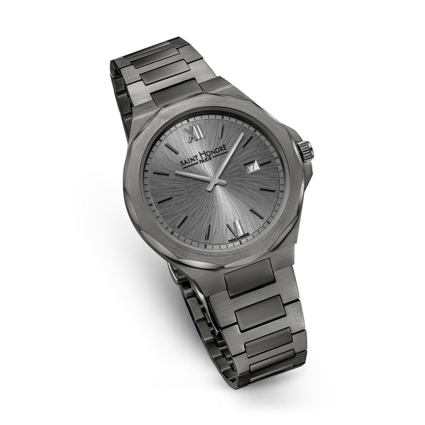 Saint Honore Matignon Gents Gun Dial Stainless Steel IP Gun Watch