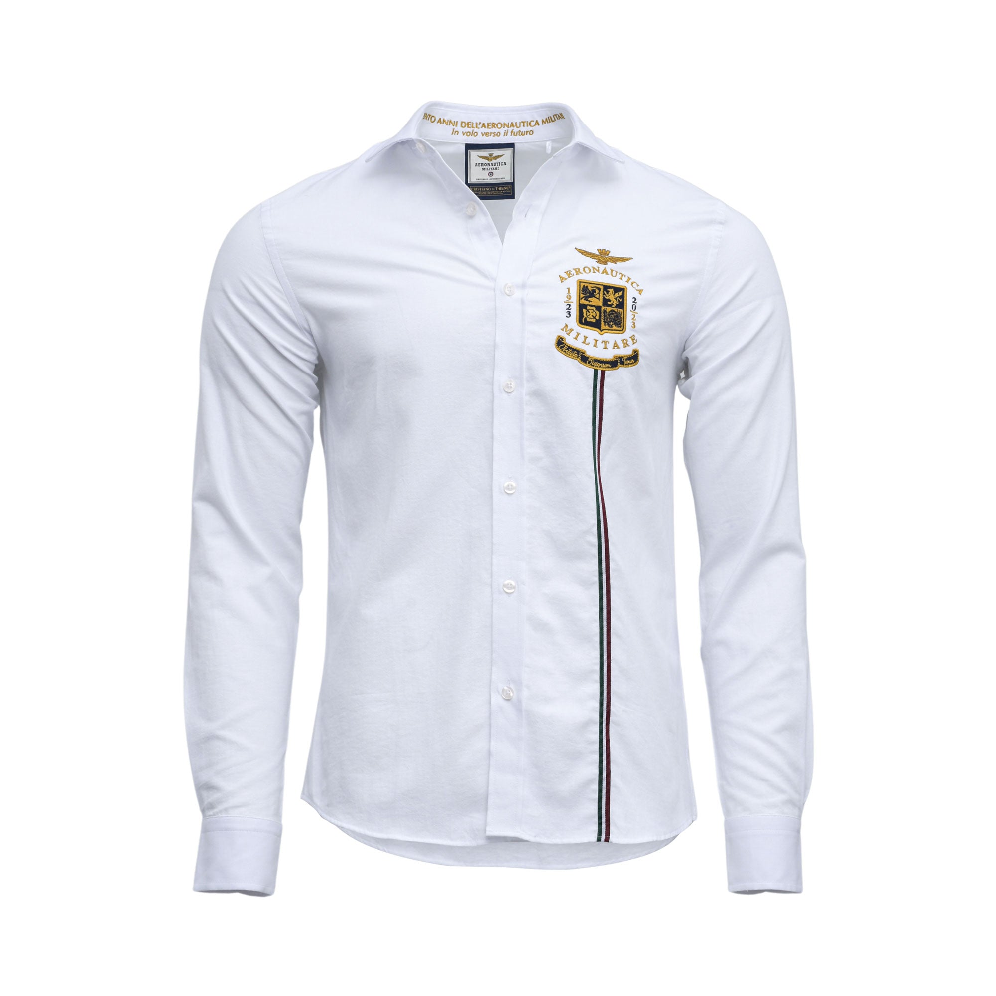 Aeronautica Militare Men's Regular Fit Oxford White Shirt โ Blue Salon