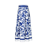 Milva Mi Women's Blue Floral Long Skirt