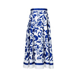 Milva Mi Women's Blue Floral Long Skirt