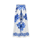Milva Mi Women's Majolica Floral Print Pleated Maxi Skirt