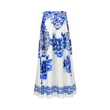 Milva Mi Women's Majolica Floral Print Pleated Maxi Skirt