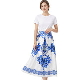 Milva Mi Women's Majolica Floral Print Pleated Maxi Skirt