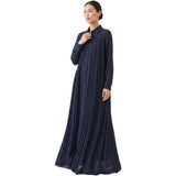 Milva Mi Women's Pleated Long-Sleeve Maxi Shirtdress