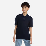 Abercrombie & Fitch Kids Boy's Textured Stitch Navy Polo T-shirt