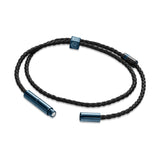 Focused view of the sleek IP blue magnetic lock clasp assembly on the Cerruti 1881 leather bracelet.