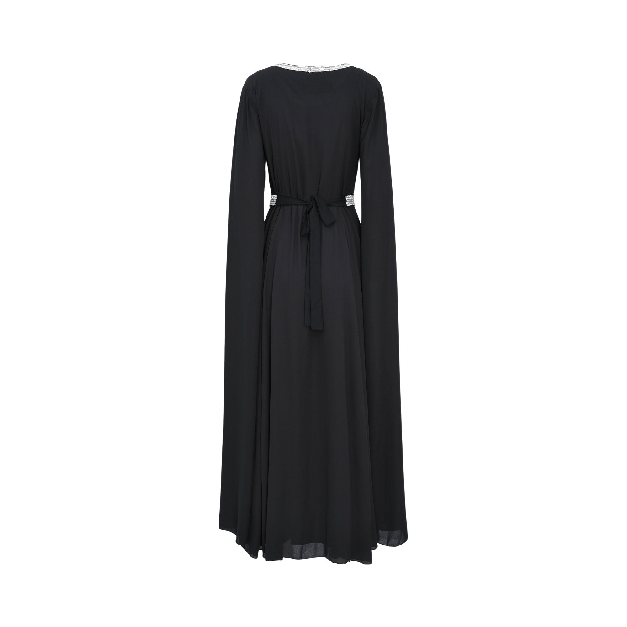 Marwa Ghassan Black Embellished Kaftan with Silver Detailing — Now Available Online