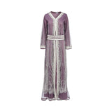 Marwa Ghassan Celestia Purple Kaftan with Silver Embroidery and Chiffon Overlay — Shop Now Online