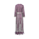 Marwa Ghassan Celestia Purple Kaftan with Silver Embroidery and Chiffon Overlay — Shop Now Online