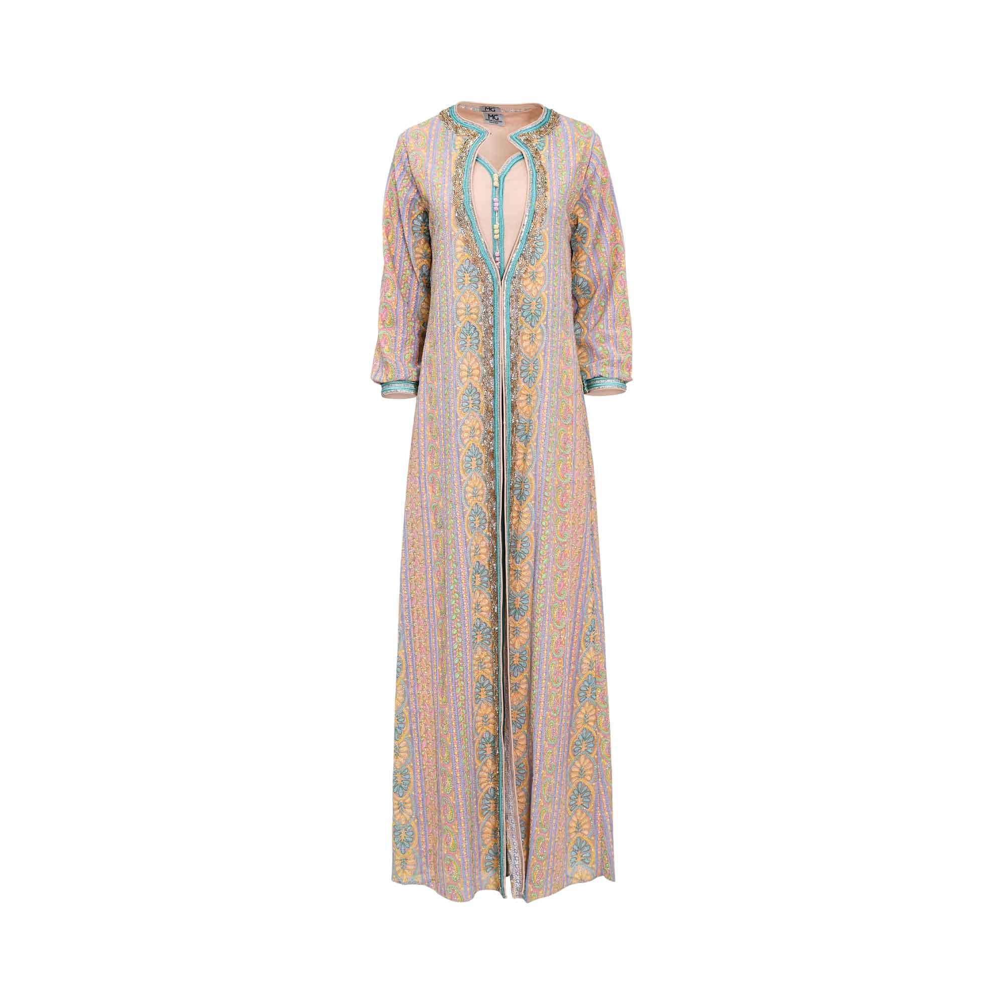 Marwa Ghassan Etoile Multicolor Kaftan with Turquoise Embroidery — Order Online Today