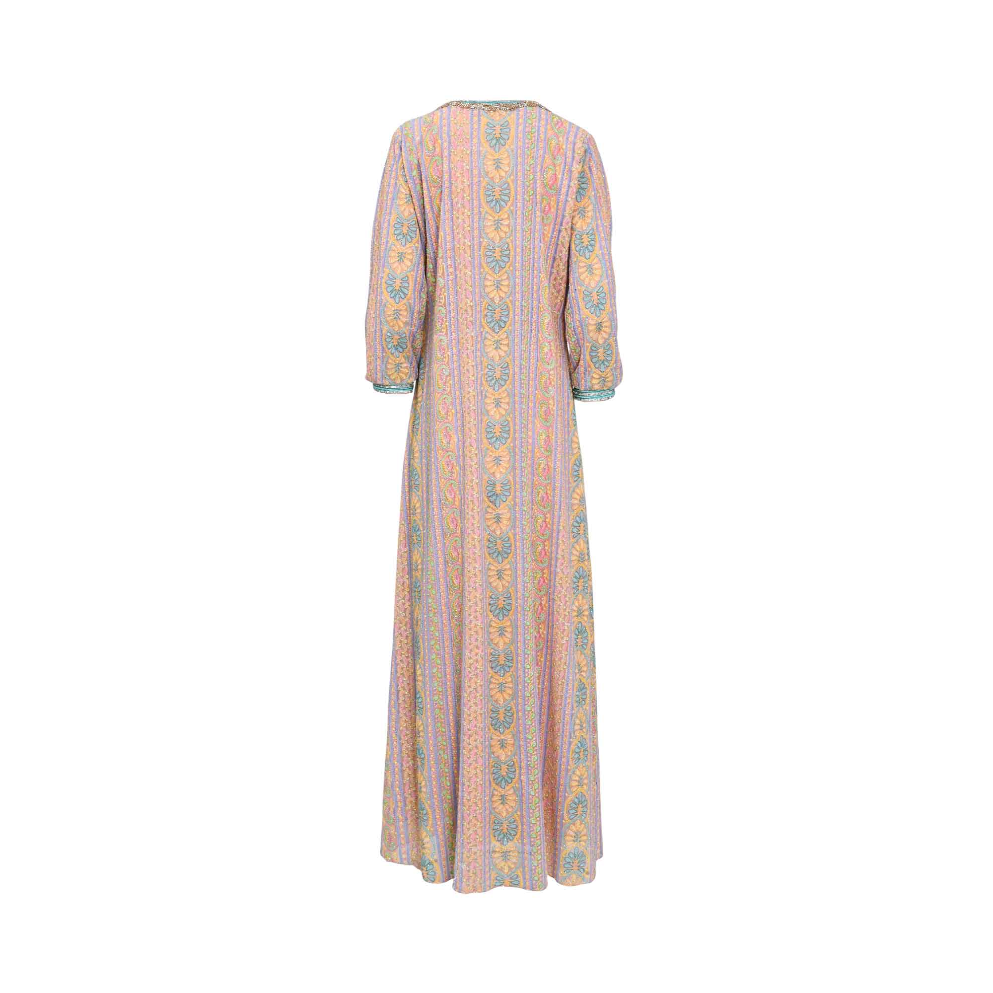 Marwa Ghassan Etoile Multicolor Kaftan with Turquoise Embroidery — Order Online Today