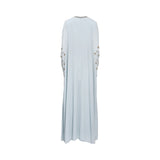 Marwa Ghassan Layali Turquoise Kaftan with Gold Embroidery and Silver Trim — Now Available Online