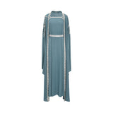 Marwa Ghassan Noor Alzahra Women's Blue Teal Kaftan with Silver Embroidery — Find Online Today