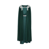 Marwa Ghassan Nura Green Kaftan with Silver Embellished Shoulders — Available for Online Purchase