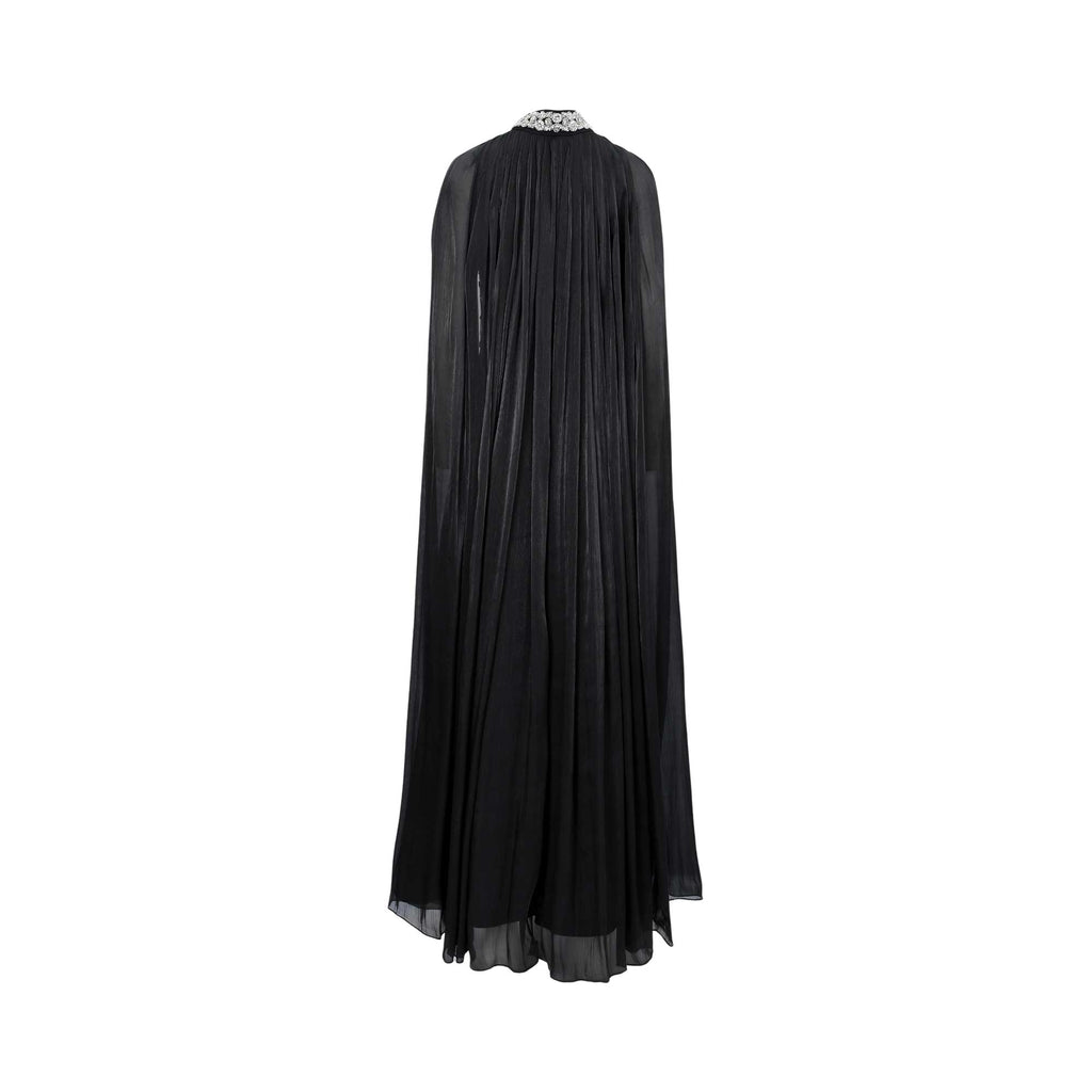 Marwa Ghassan Women's Cape Gown with Silver Swirl Embroidery | Blue ...