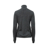 A back view Max Mara Grey-colored long-sleeve turtleneck sweater made of fine-gauge virgin wool, displayed on a white background.