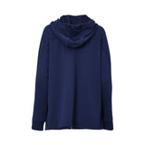 Max Mara zip-up hoodie featuring a hood with drawstrings, silver zipper, and a tonal embossed MM logo on the chest.
