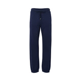 Max Mara navy blue sweatpants with a drawstring elastic waistband and gathered ankle cuffs on a white background.