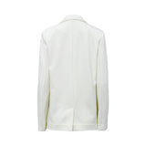 Max-Mara white double-breasted Max Mara blazer with four tortoiseshell buttons and flap pockets.