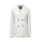 Max Mara white double-breasted Max Mara blazer with four tortoiseshell buttons and flap pockets.